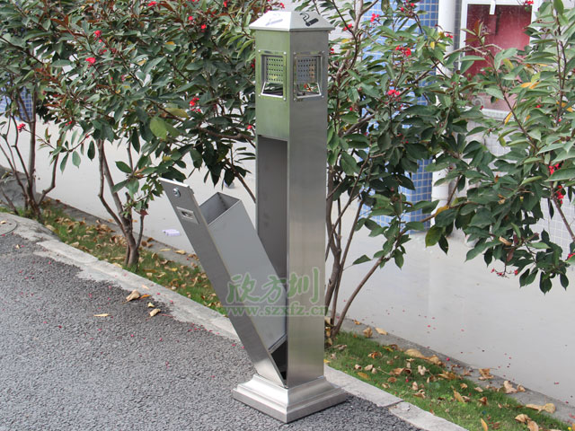 不銹鋼方形滅煙柱-戶(hù)外公共煙灰收集桶